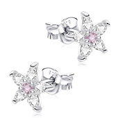 Sweetie Flowers With CZ Stone Silver Ear Stud STS-5333
